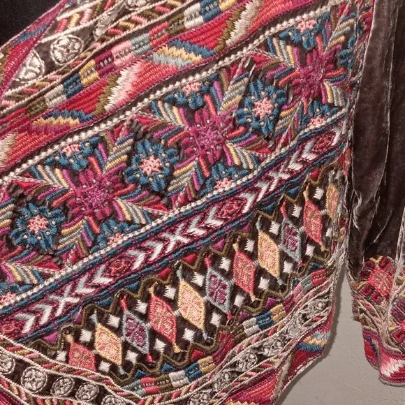 Johnny Was Graphite velour embroidered jacket - Picture 10 of 16